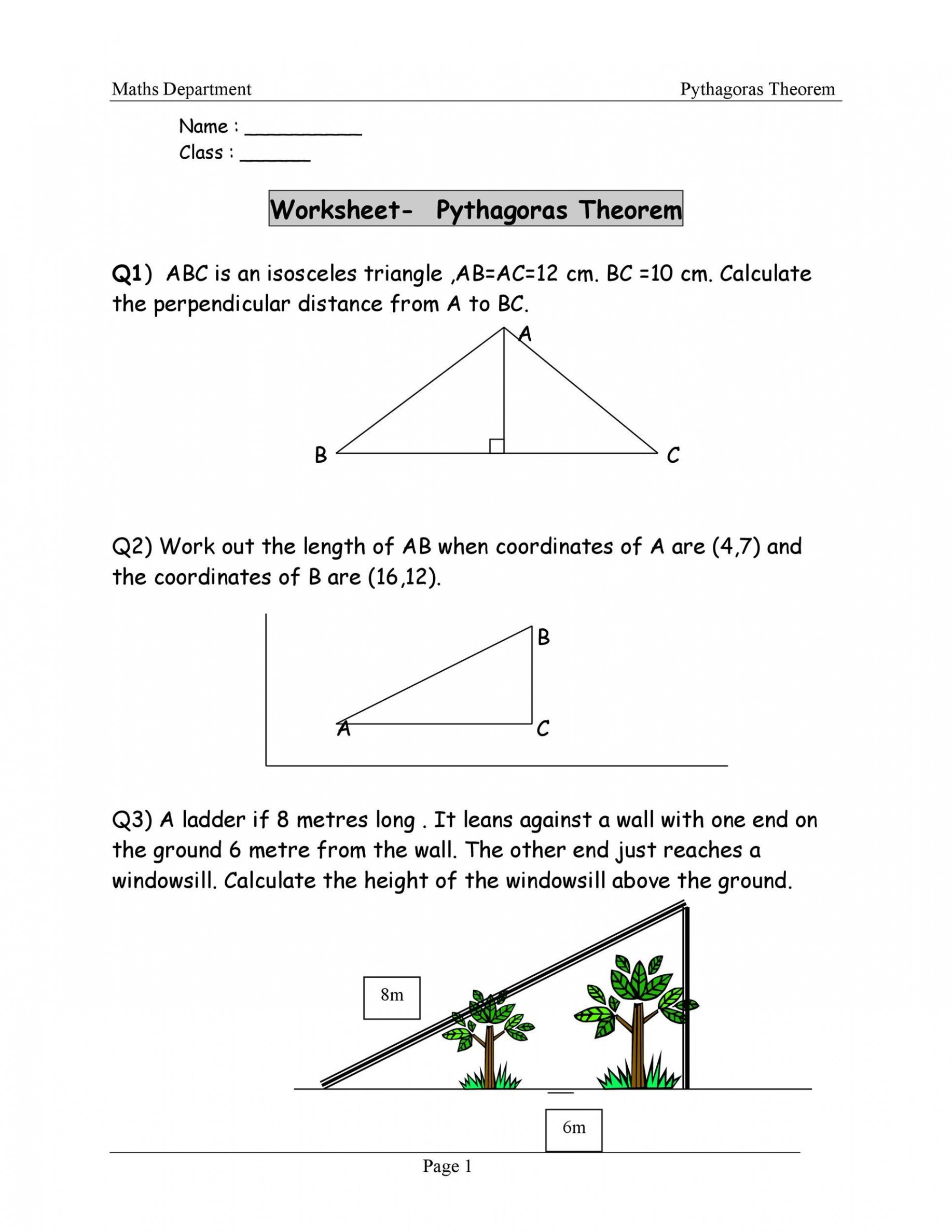 Pythagorean Theorem Worksheet with Answers [Word + PDF]