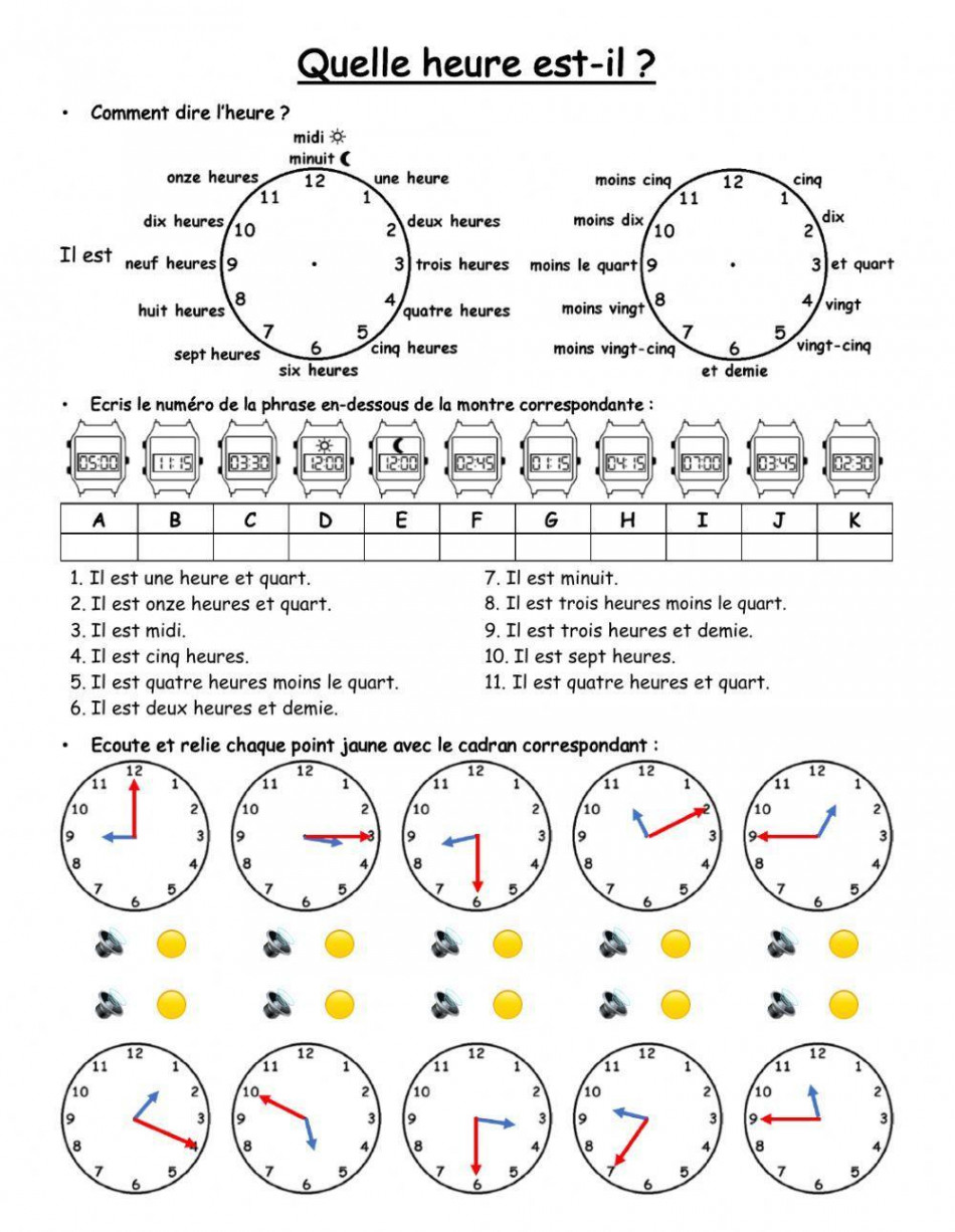 Quelle heure est-il ? interactive worksheet  Live Worksheets