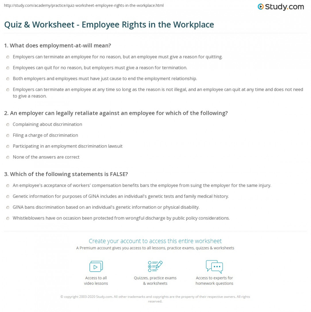 Quiz & Worksheet - Employee Rights in the Workplace  Study