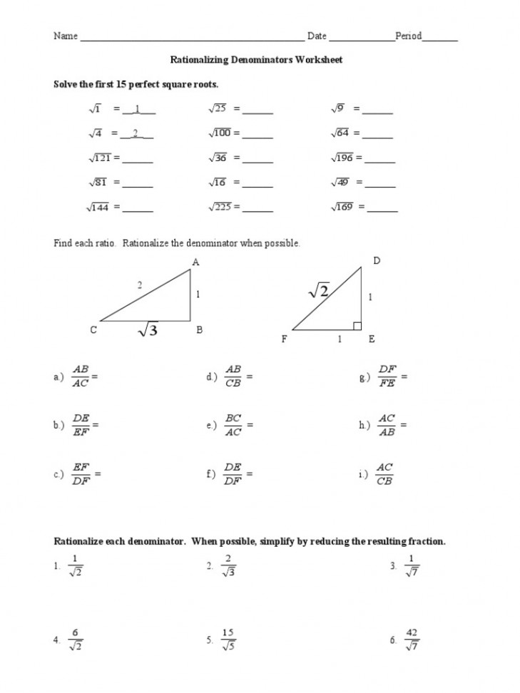 Rationalizing Denominators  PDF