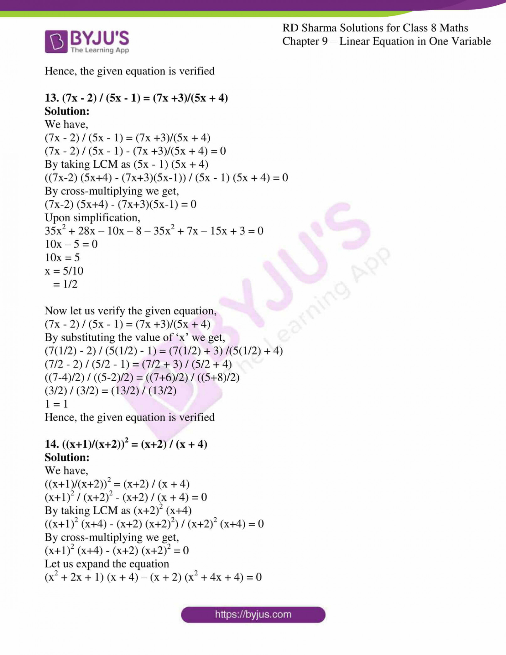 RD Sharma Solutions for Class  Chapter  Linear Equation in One