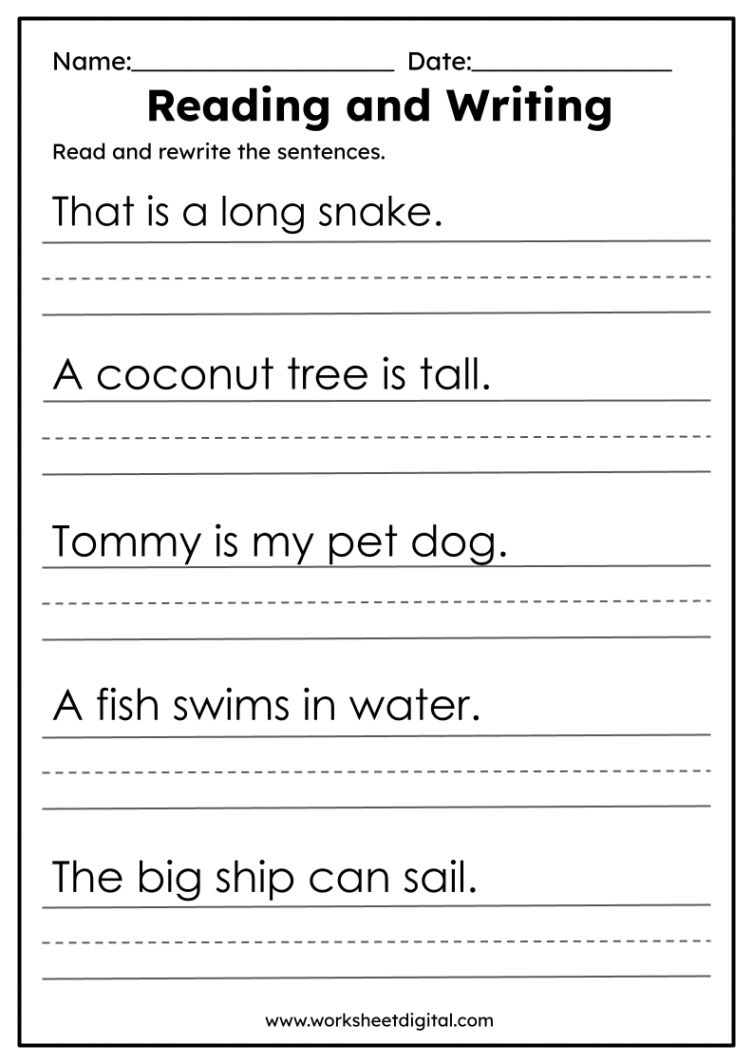 Reading and Writing Practice - Worksheet Digital