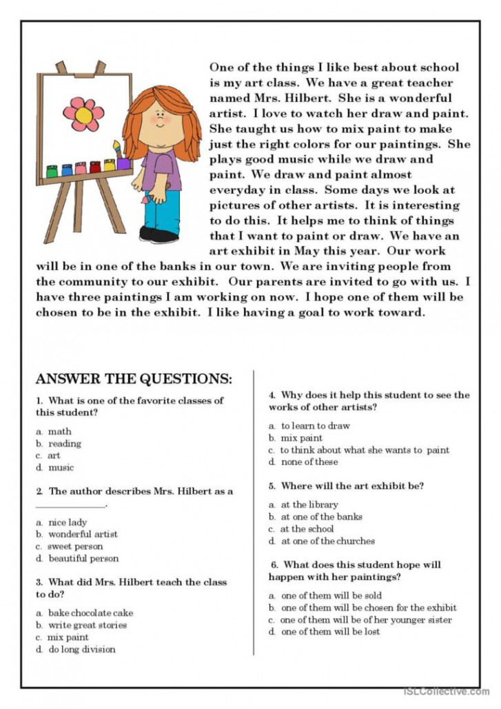 Reading Comprehension for beginner a: English ESL worksheets pdf