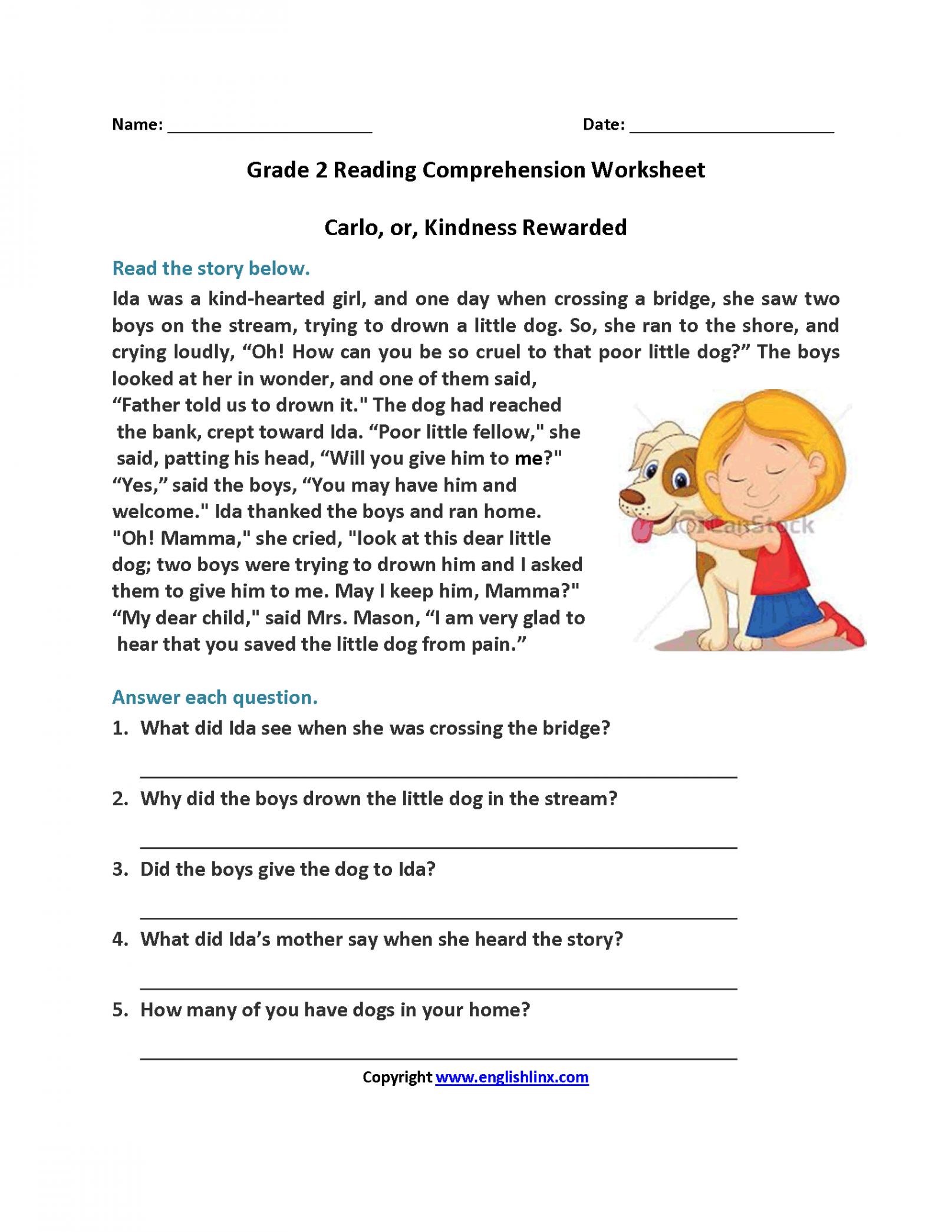 Reading Worksheets  Second Grade Reading Worksheets