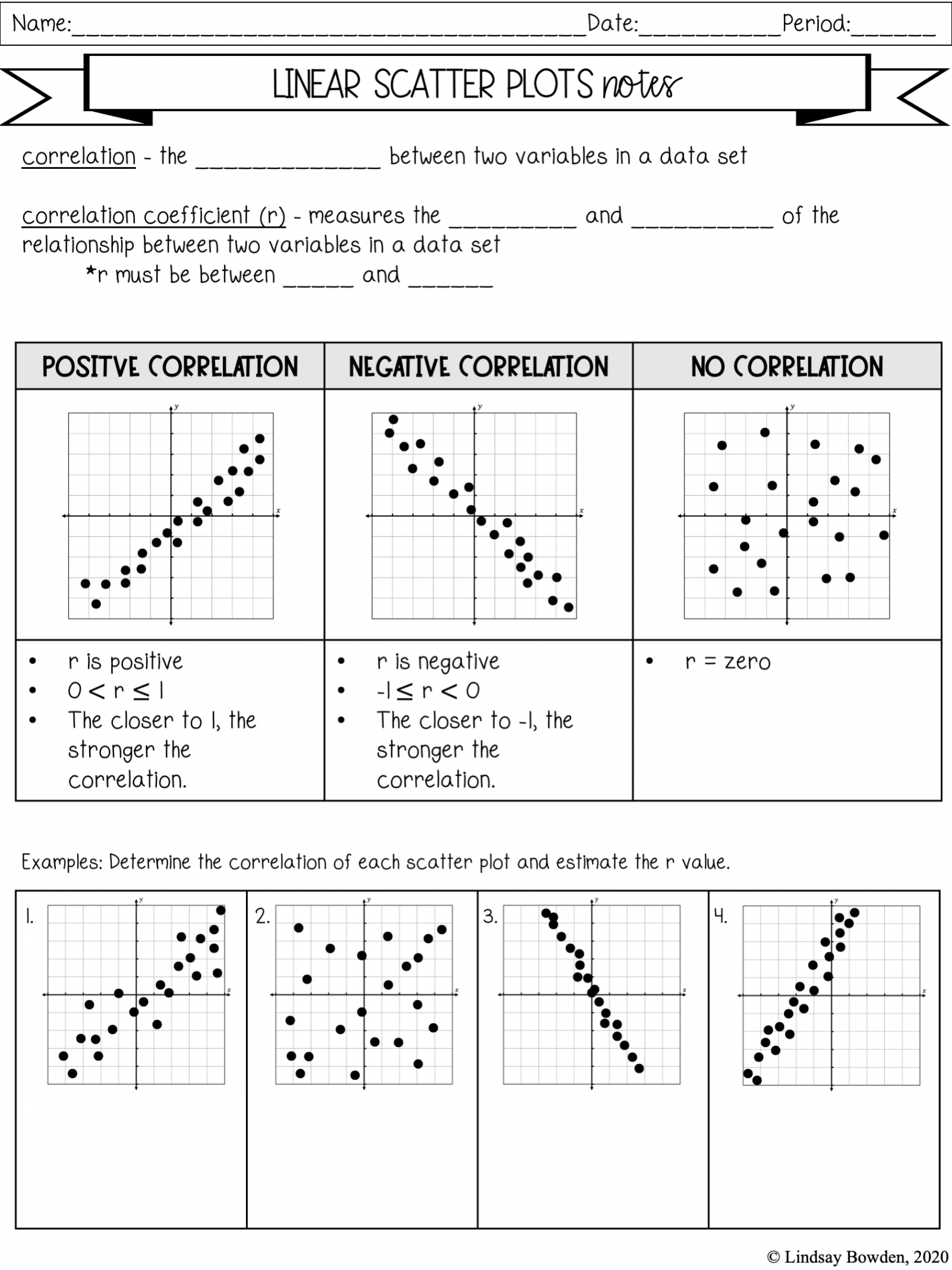 Scatter Plots Notes and Worksheets - Lindsay Bowden