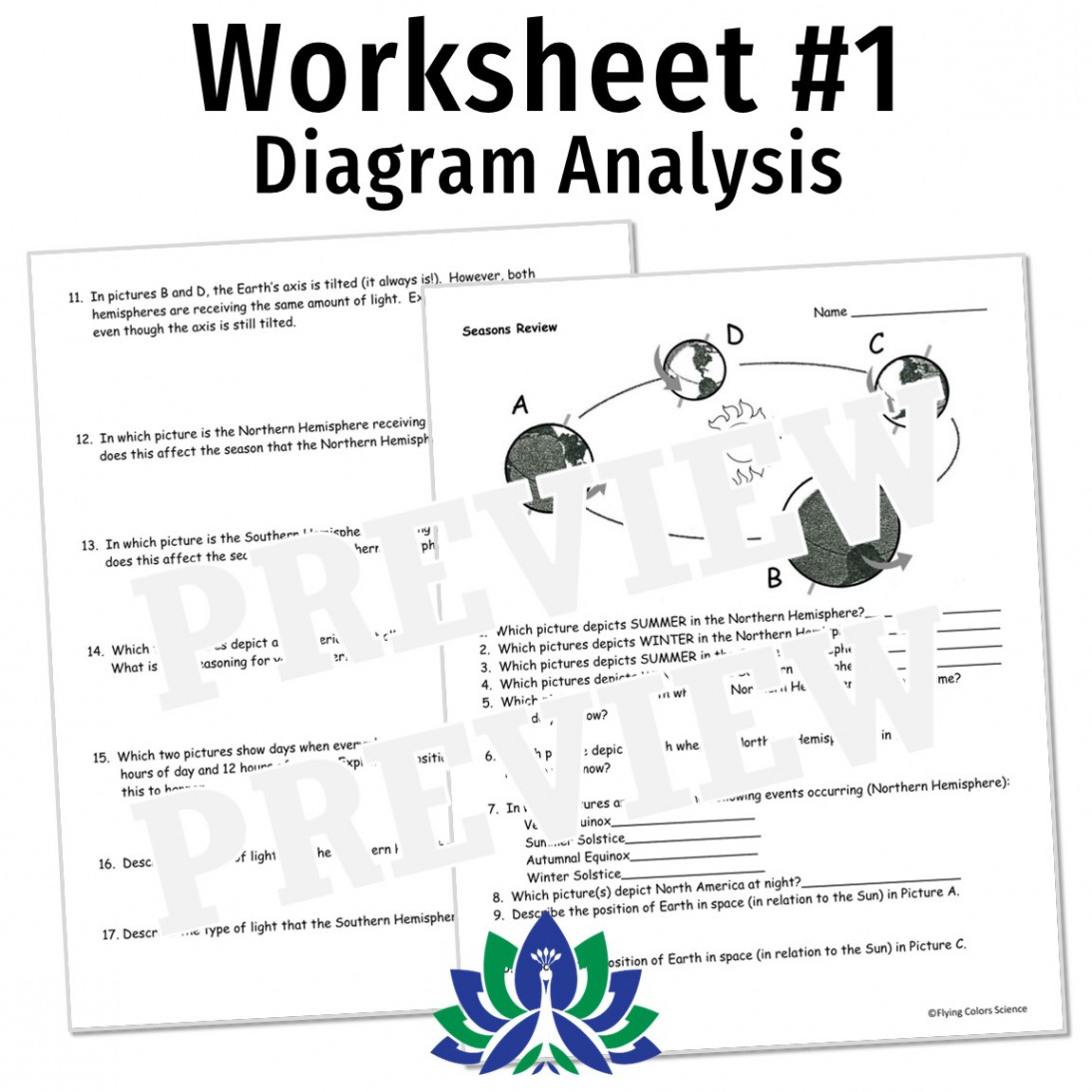 Seasons Worksheet Bundle (Set of ) - Flying Colors Science