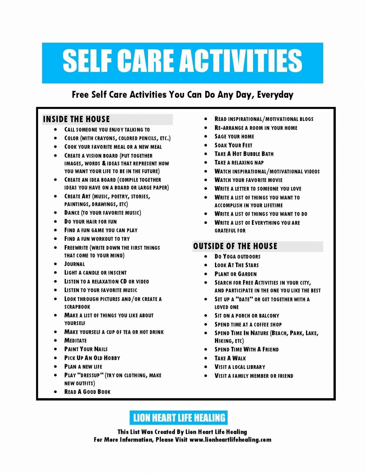 Self Care Plan Template  Hamiltonplastering  Self care