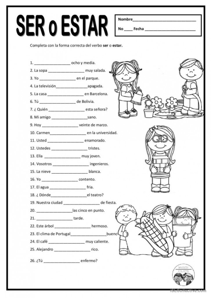 SER O ESTAR comprensión lector: English ESL worksheets pdf & doc