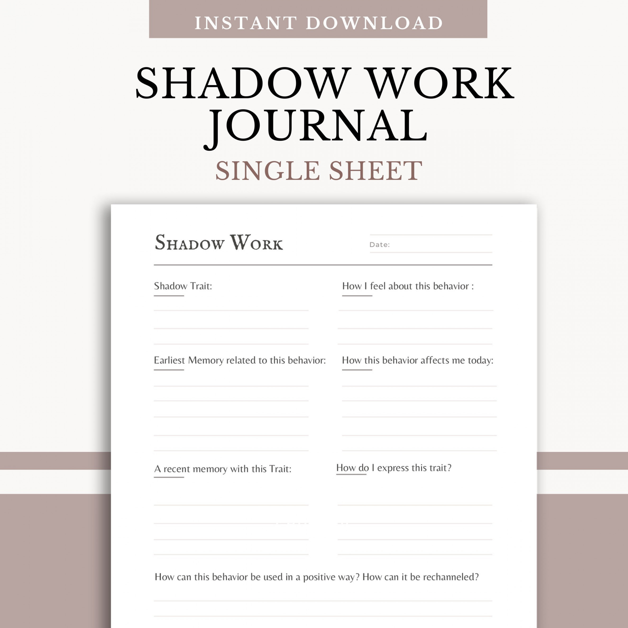 Shadow Work Shadow Work Worksheet Printable Book of Shadows Shadow