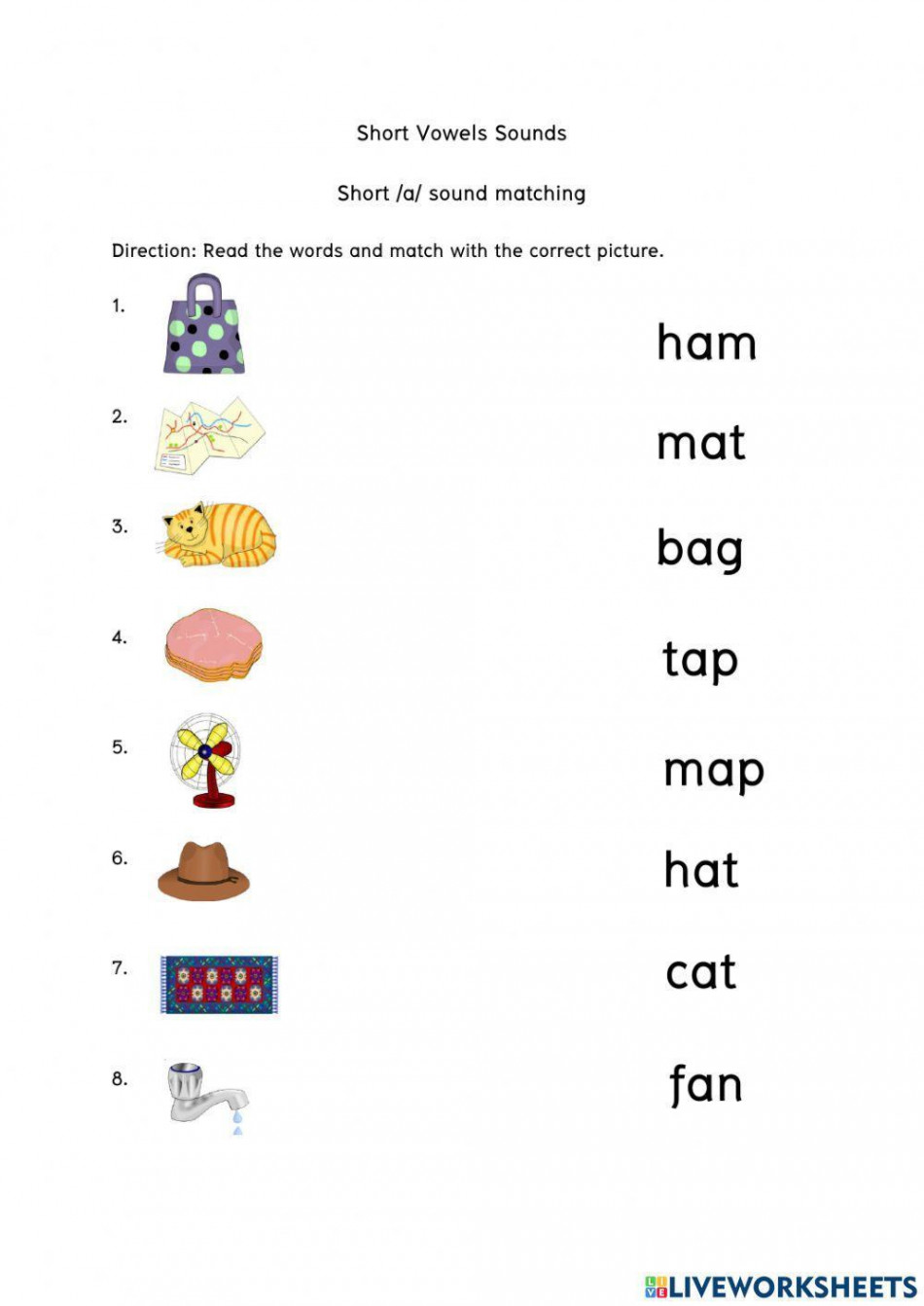 Short a sounds worksheet  Live Worksheets