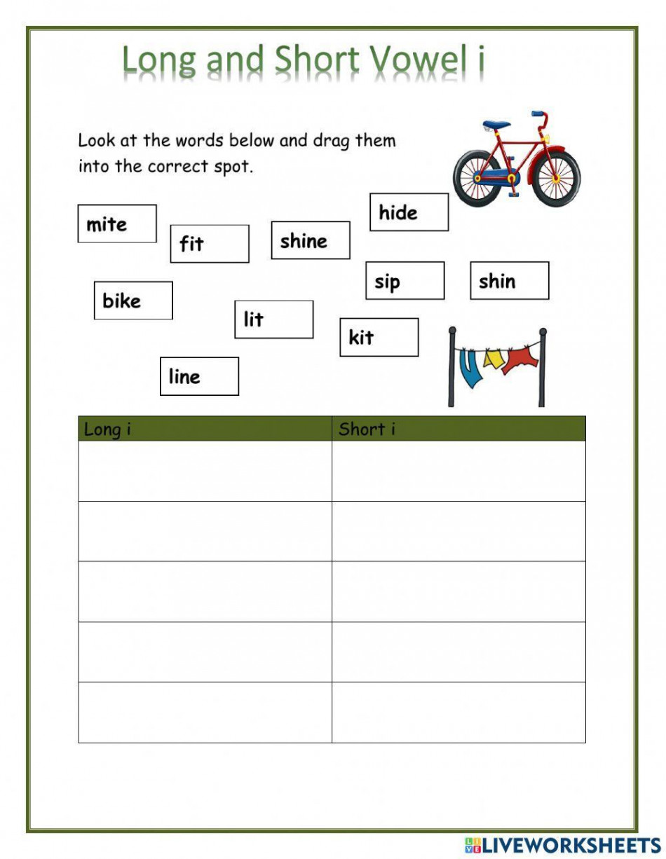 Short and Long Vowel i worksheet  Live Worksheets