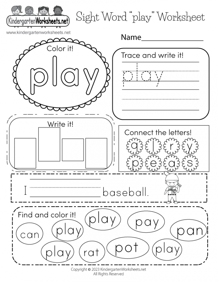 Sight Word “play” Worksheet - Free Printable, Digital, & PDF