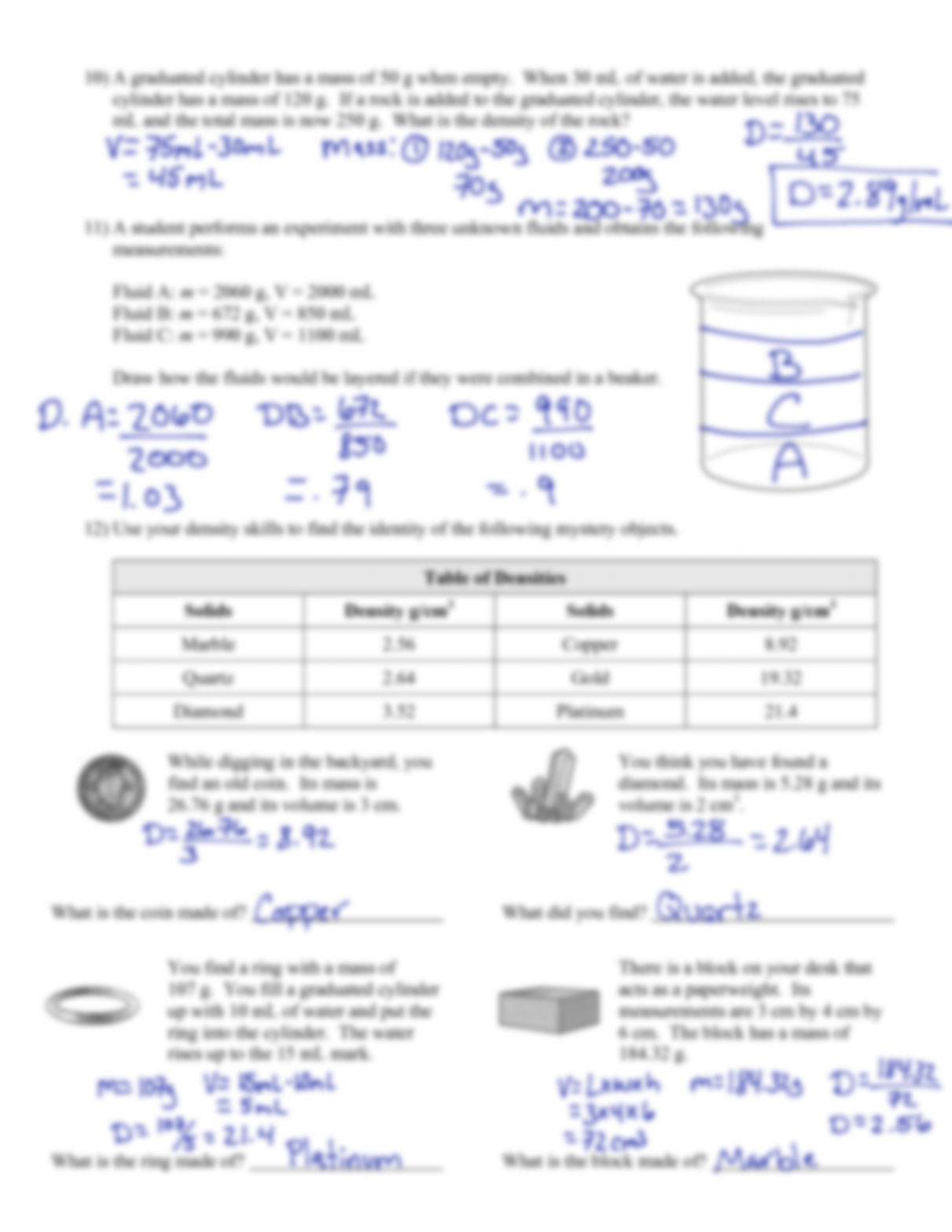 SOLUTION: Fdocuments in science  density calculations  density