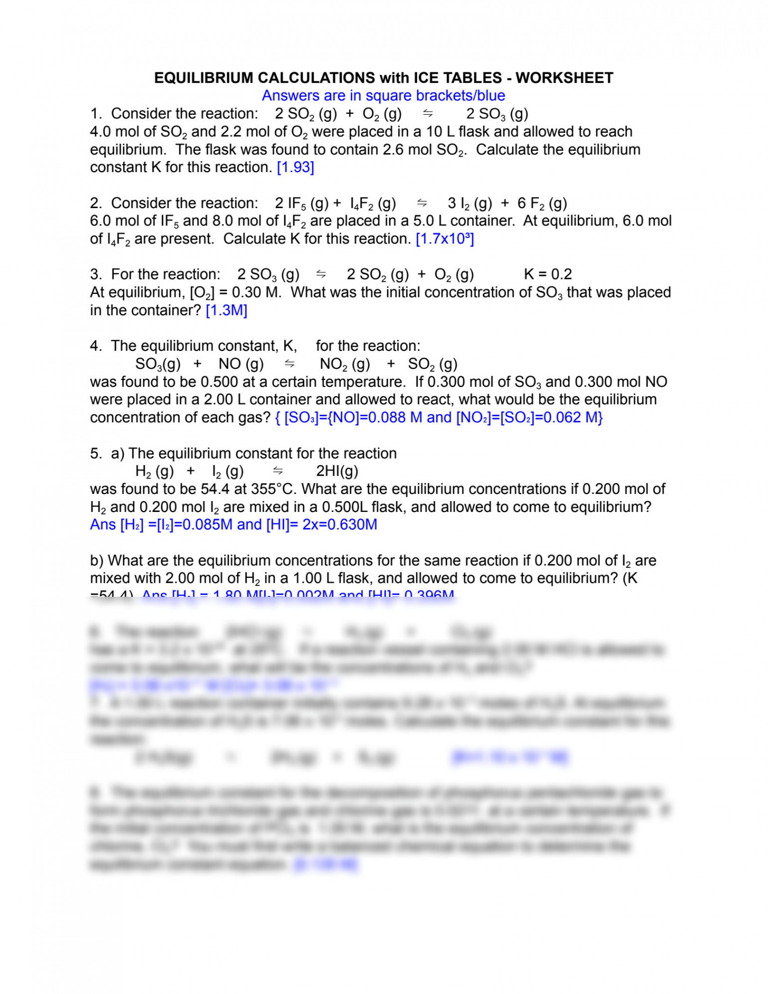 SOLUTION: Schu equilibrium ice calculations worksheet - Studypool