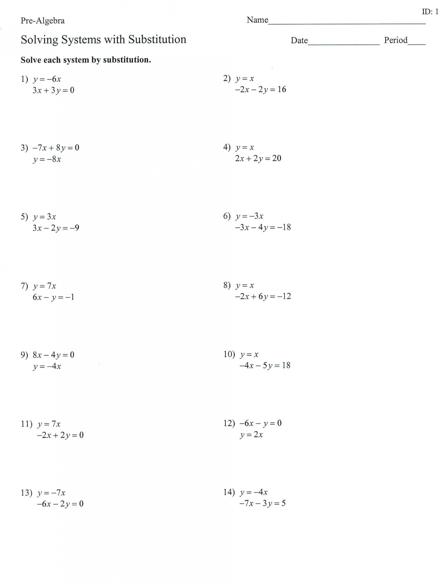 Solving for Y Worksheet Worksheets solving System Equations by