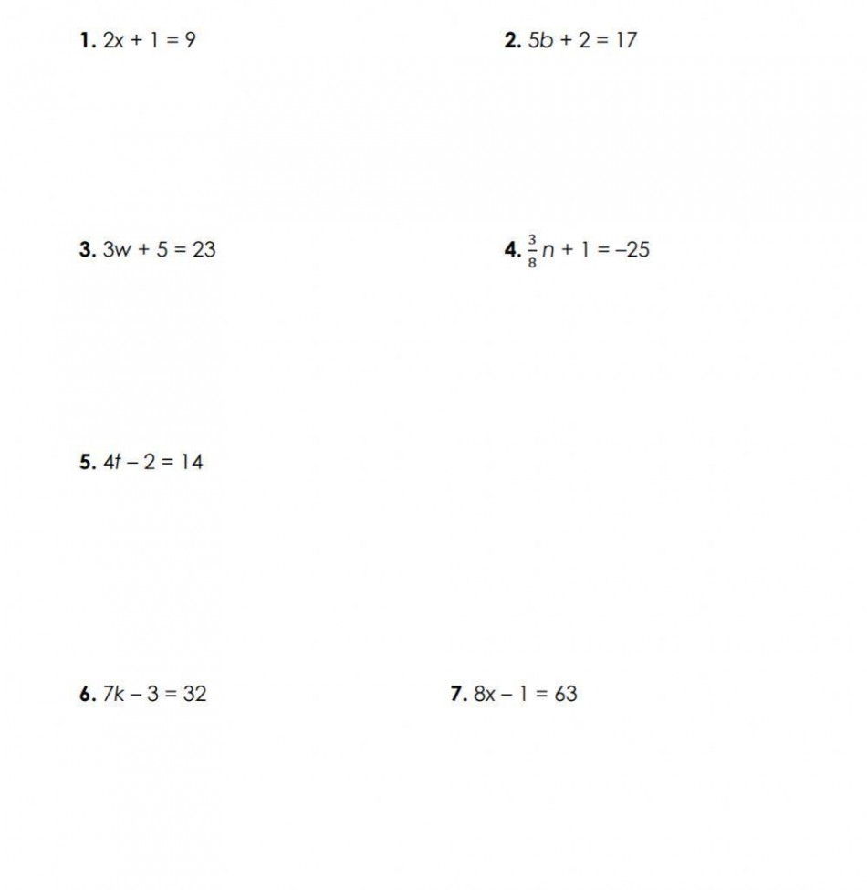 Solving two step linear equations worksheet  Live Worksheets