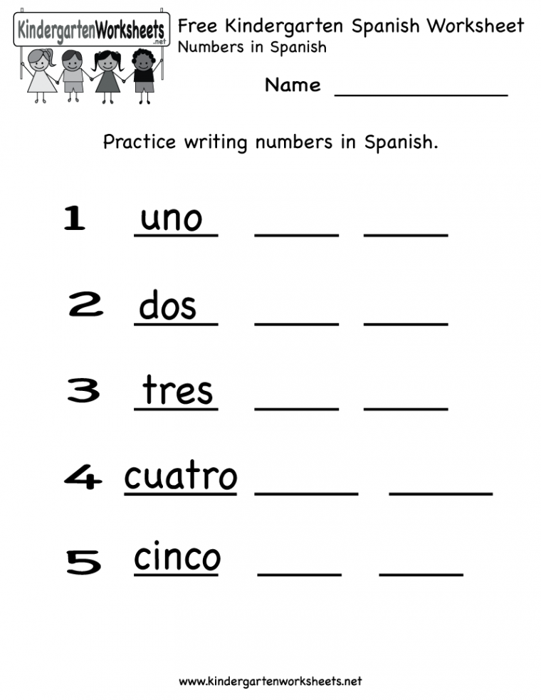 Spanish Worksheet - Free Kindergarten Learning Worksheet for Kids