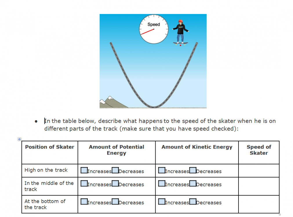 Speed, Potential Energy, Kinetic Energy Printable  BrainPOP Educators