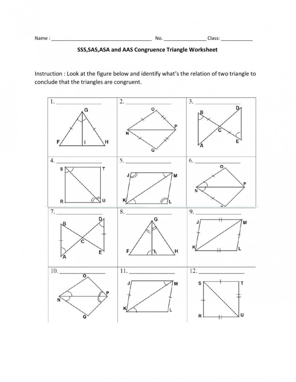 Sss,sas,asa,aas congruent triangle worksheet  Live Worksheets