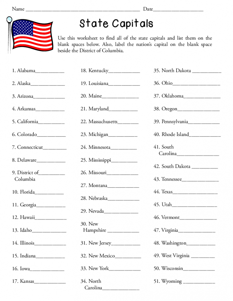 States And Capitals Worksheets  States and capitals, State