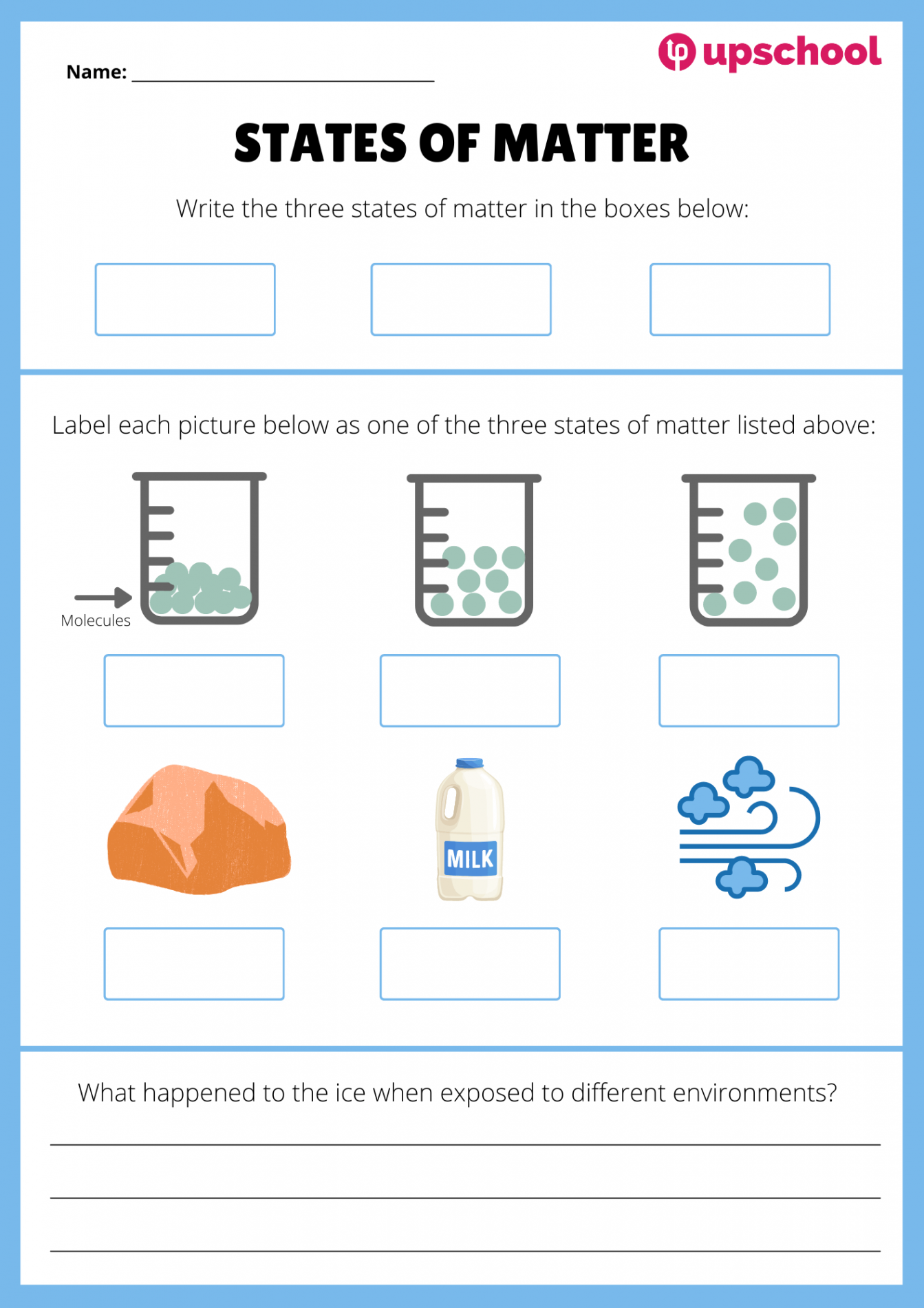 States of Matter Worksheet – Upschool