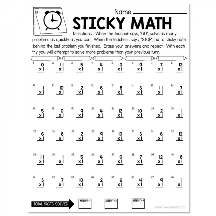 Sticky Math Fact Fluency Practice - Multiplication - x