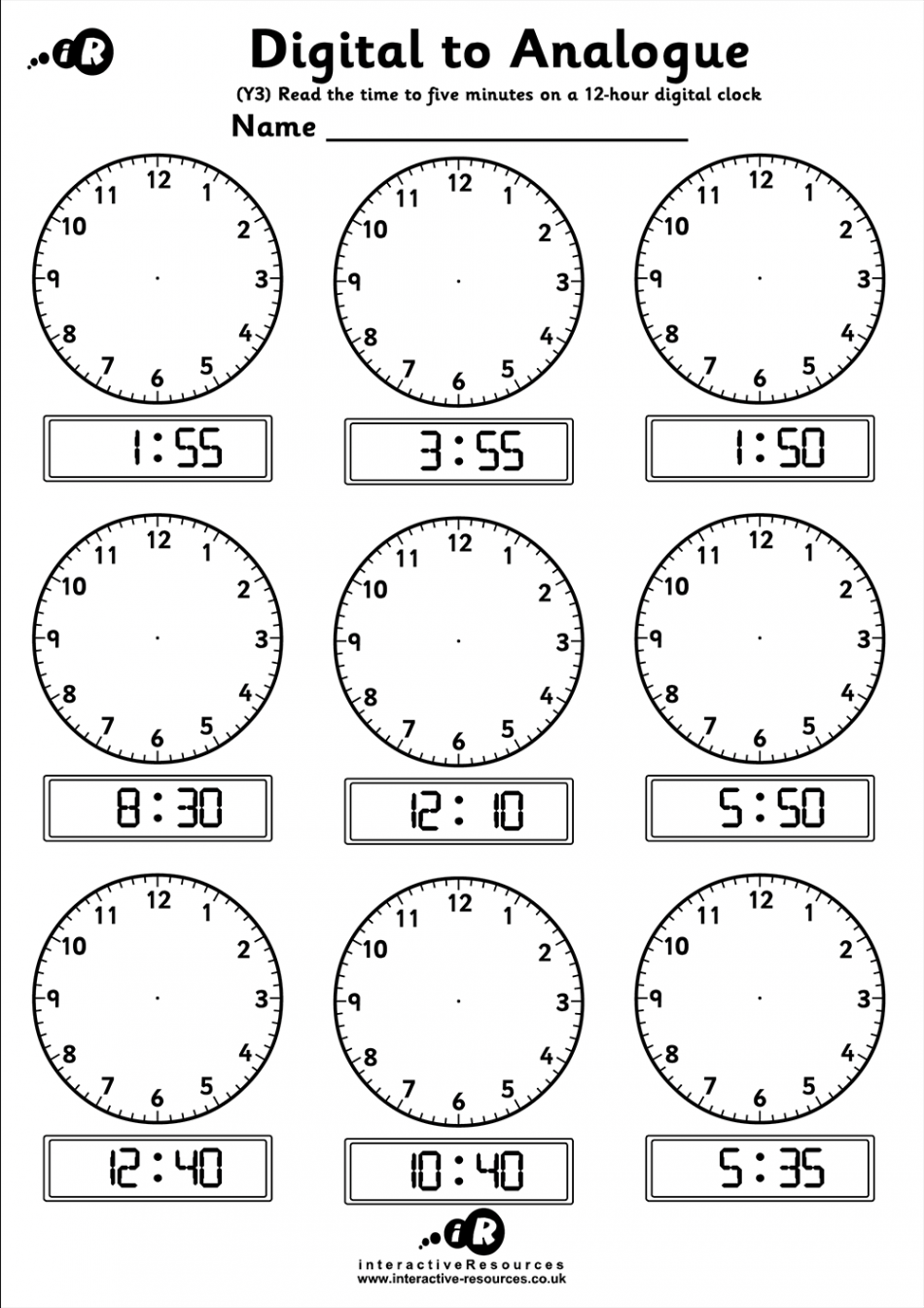 Teaching Time - Free Telling Time Worksheets