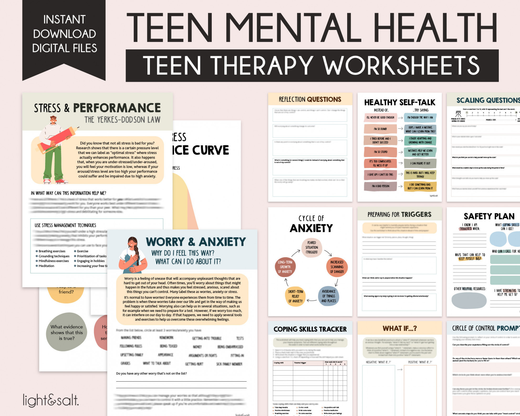 Teen Therapy Worksheets, Teen Mental Health, Depression Worksheets