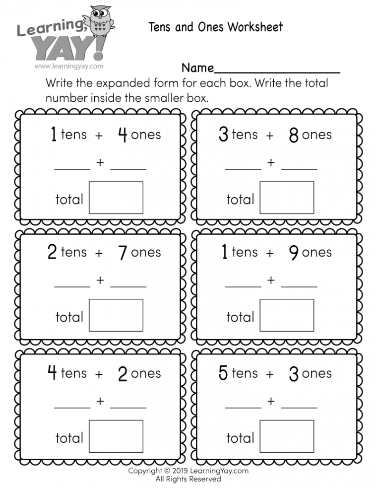 Tens and Ones Worksheet for st Grade (Free Printable)