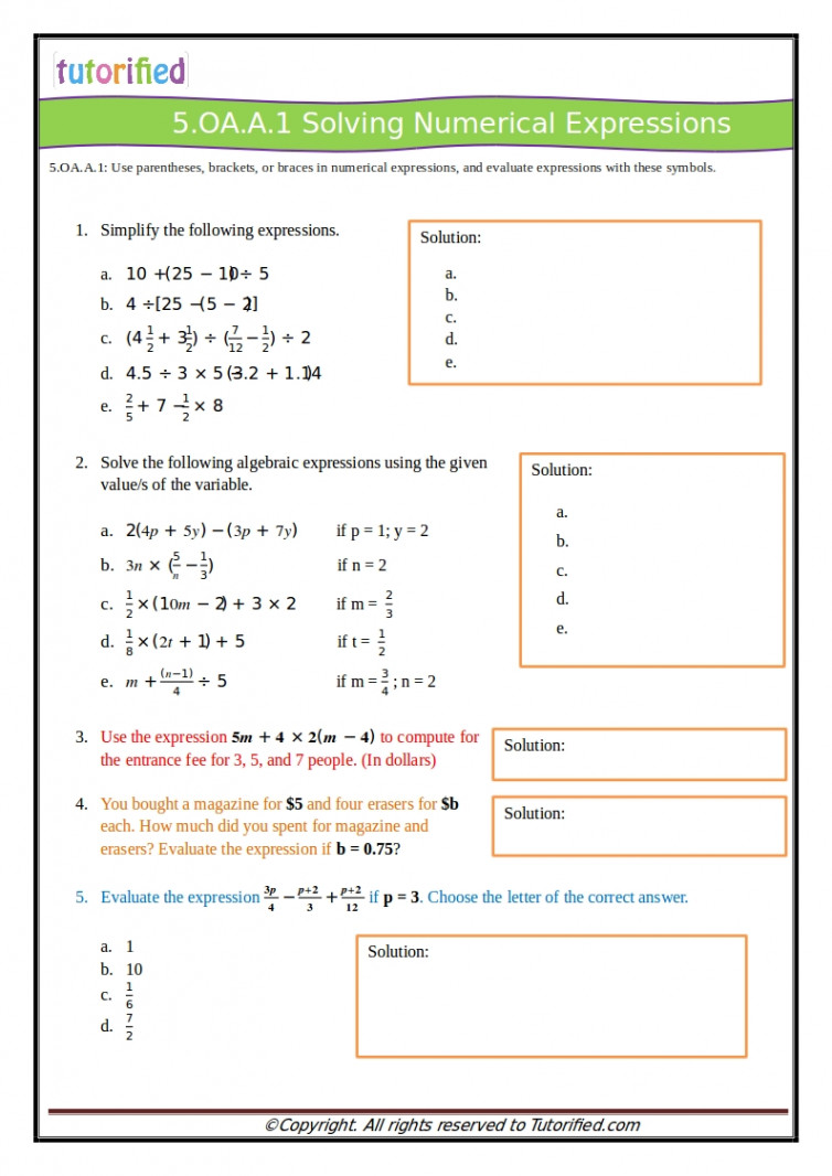 th Grade Common Core Math Worksheets