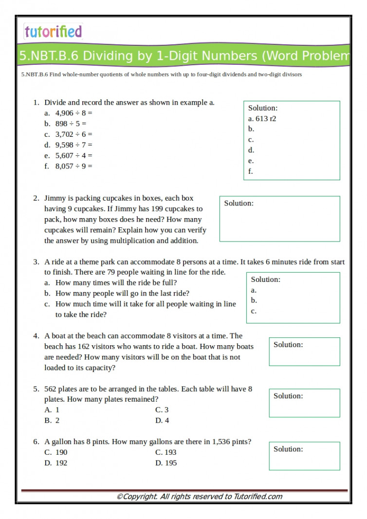 th Grade Common Core Math Worksheets