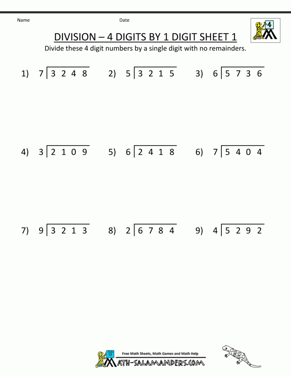 th Grade Long Division Worksheets