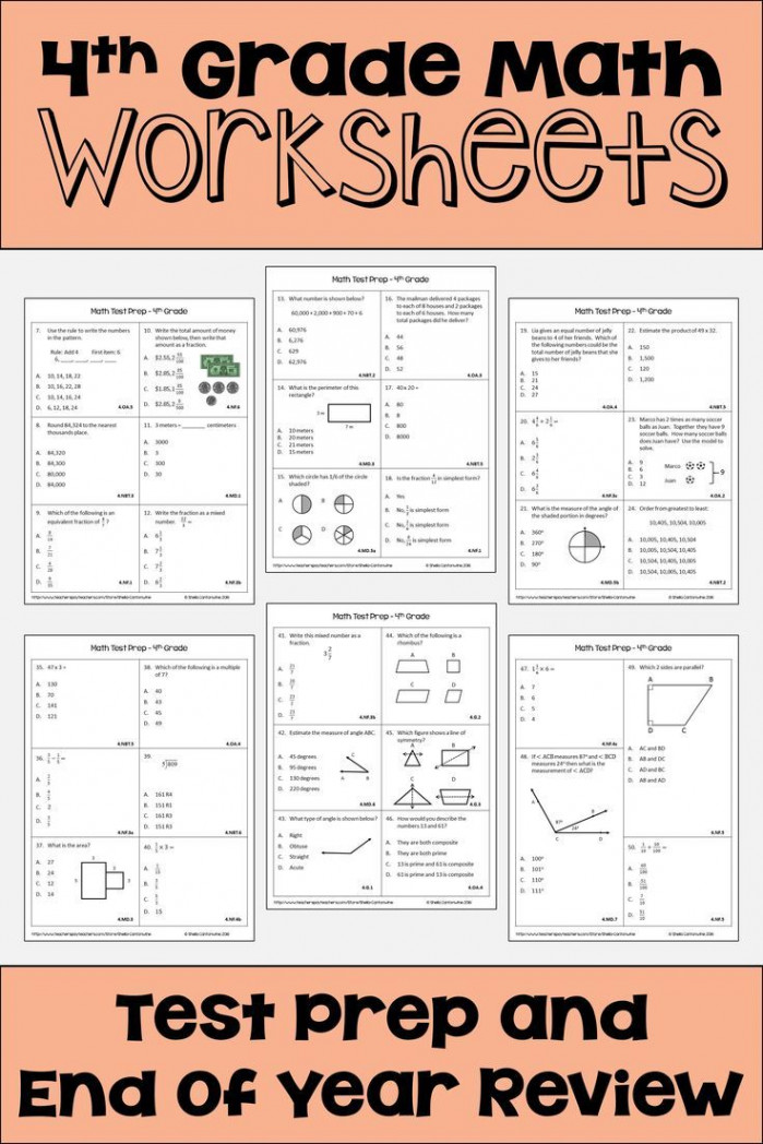 th Grade Math Review Worksheets  Math test prep, Math review