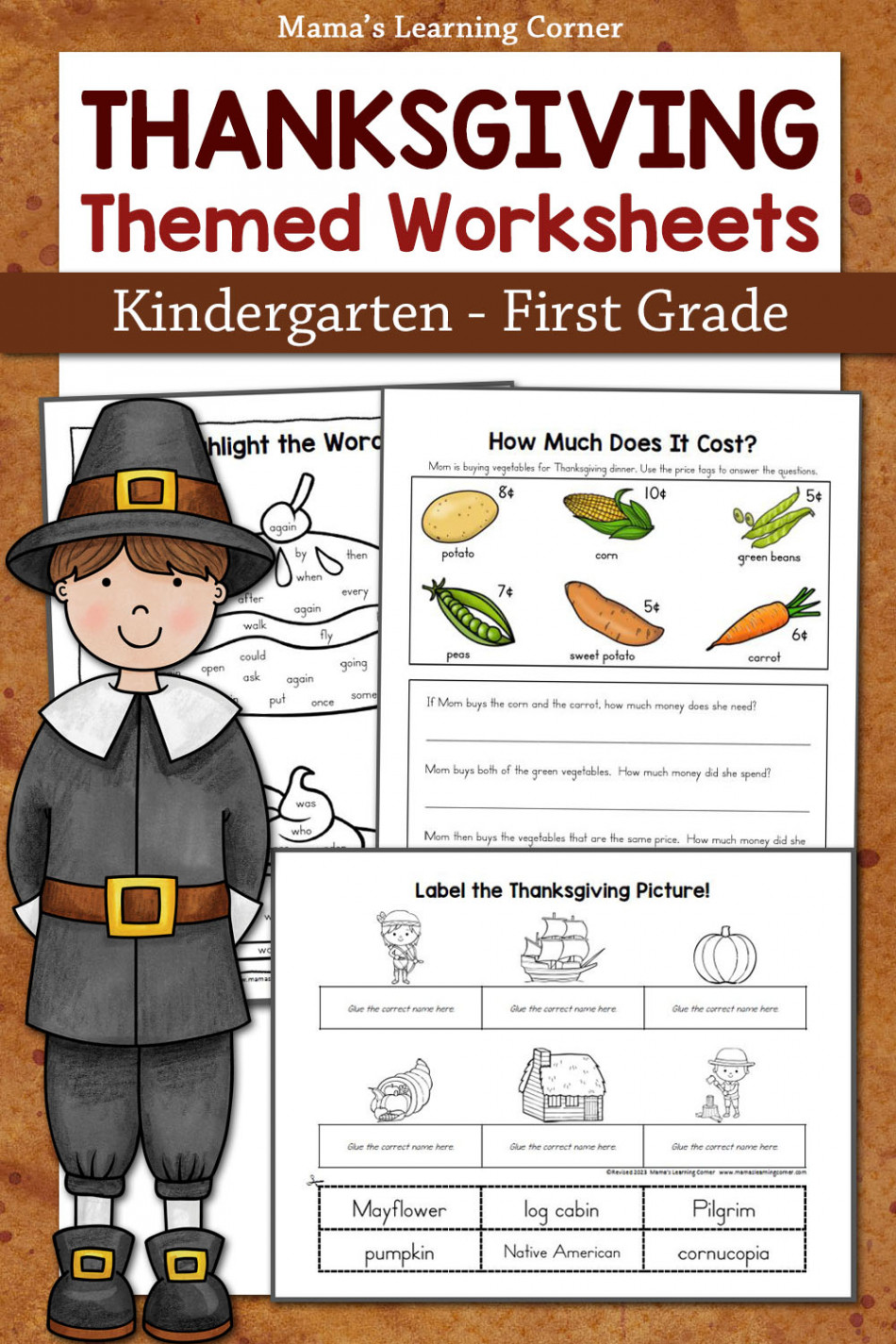 Thanksgiving Worksheets for Kindergarten and First Grade - Mamas