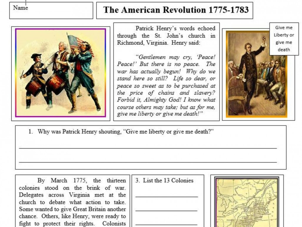 The American Revolution Reading Activity and Worksheets - Etsy