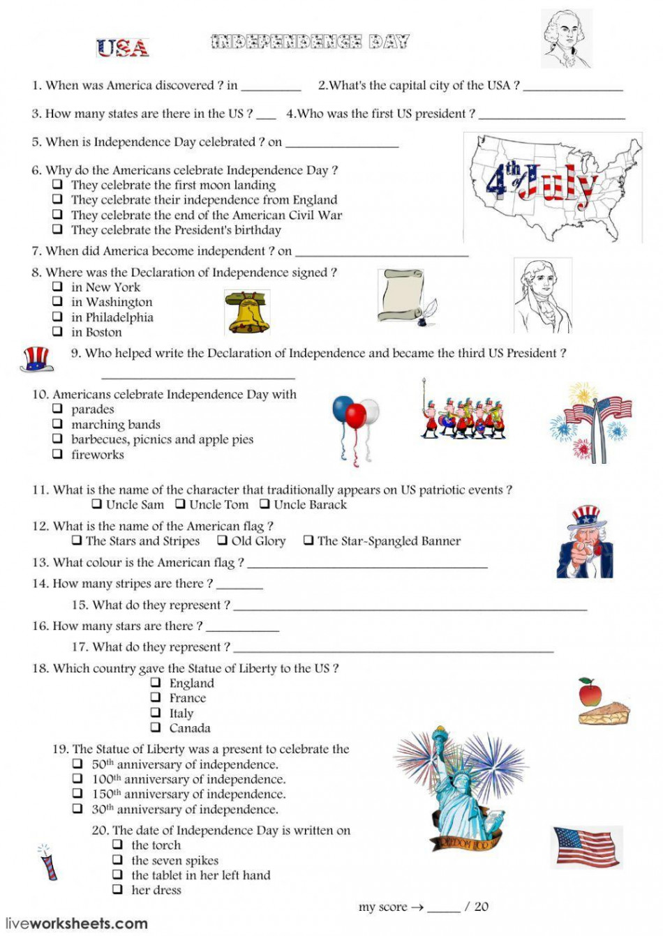 The Declaration of Independence worksheet  Live Worksheets