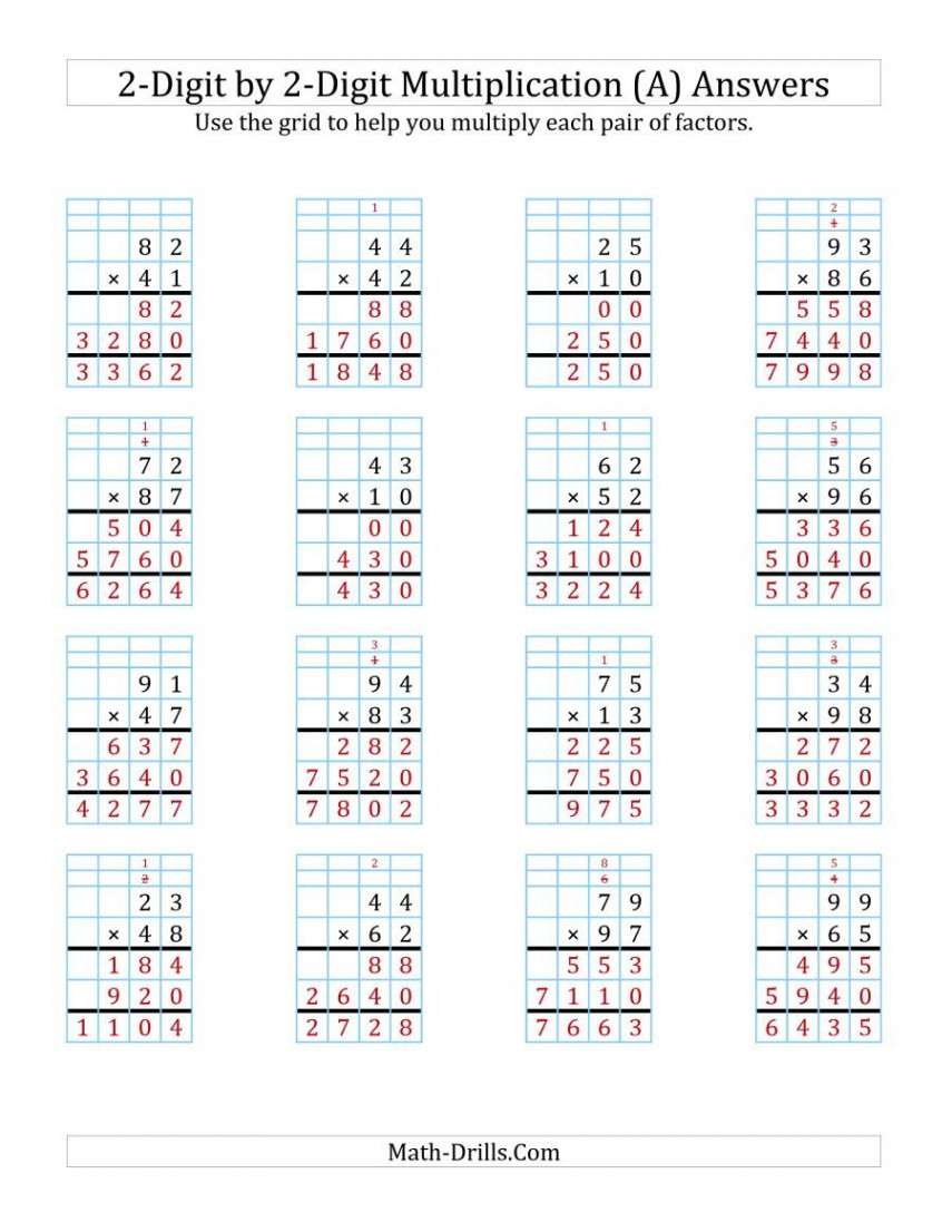 The -Digit by -Digit Multiplication with Grid Support (A) math