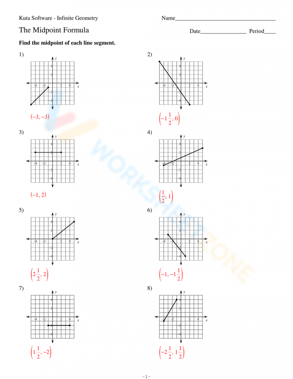 The Midpoint Formula Worksheet