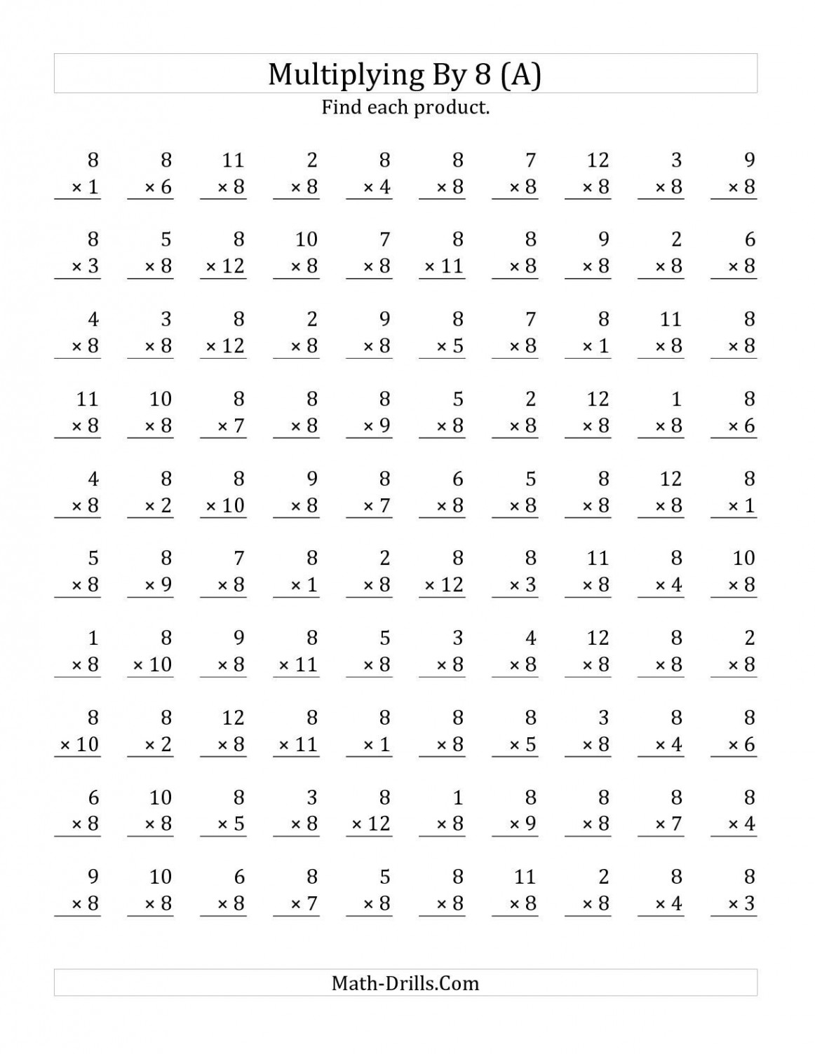 The Multiplying  to 2 by  (A) math worksheet from the