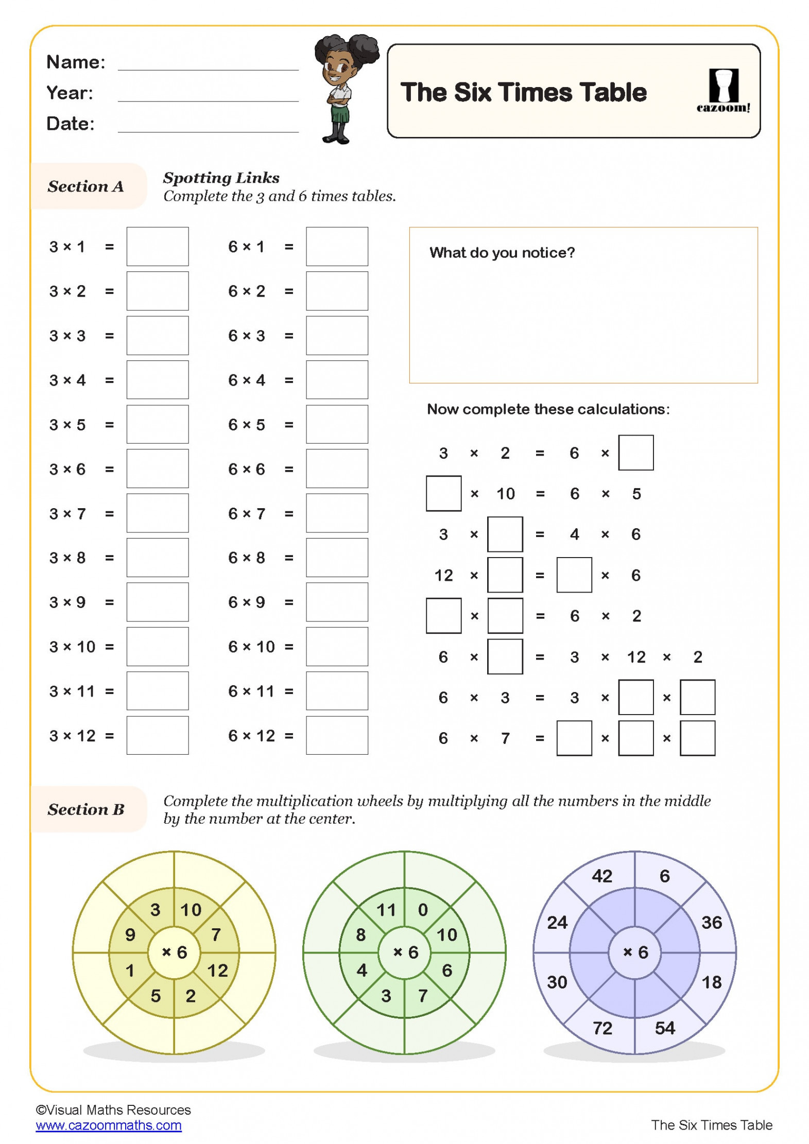 The Six Times Table Worksheet  Fun and Engaging Year  PDF Worksheets