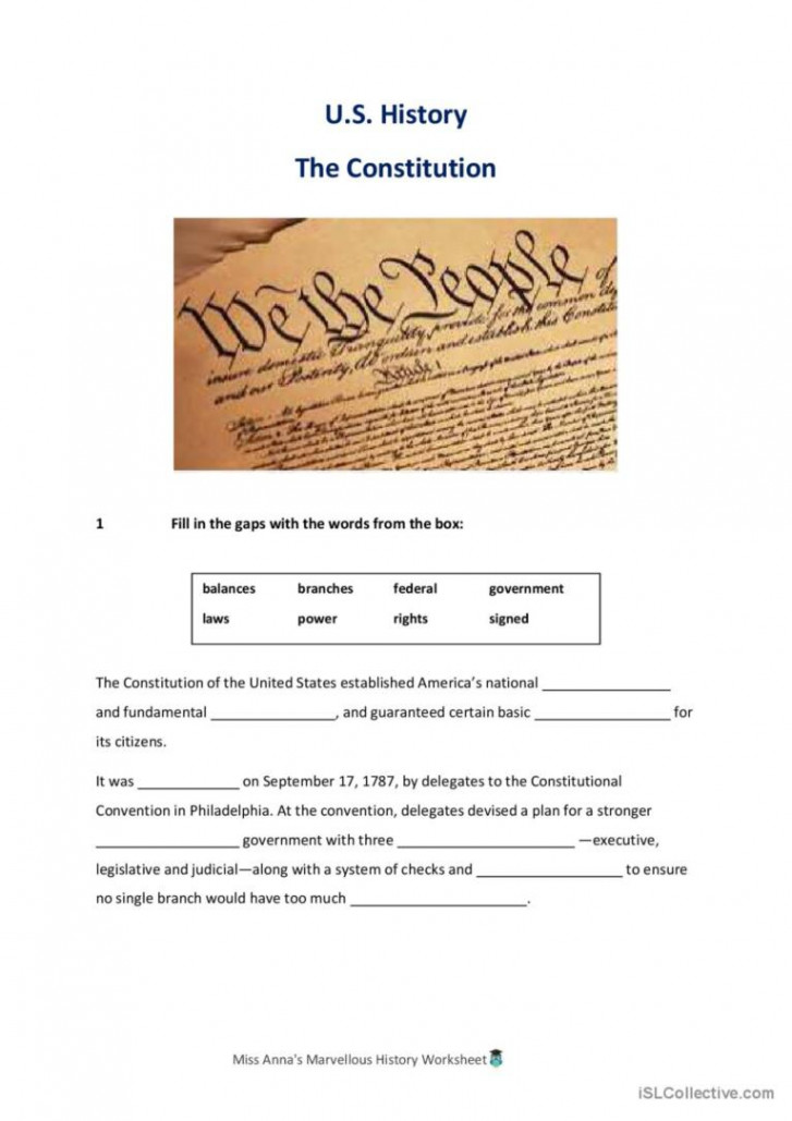 The US Constitution: English ESL worksheets pdf & doc