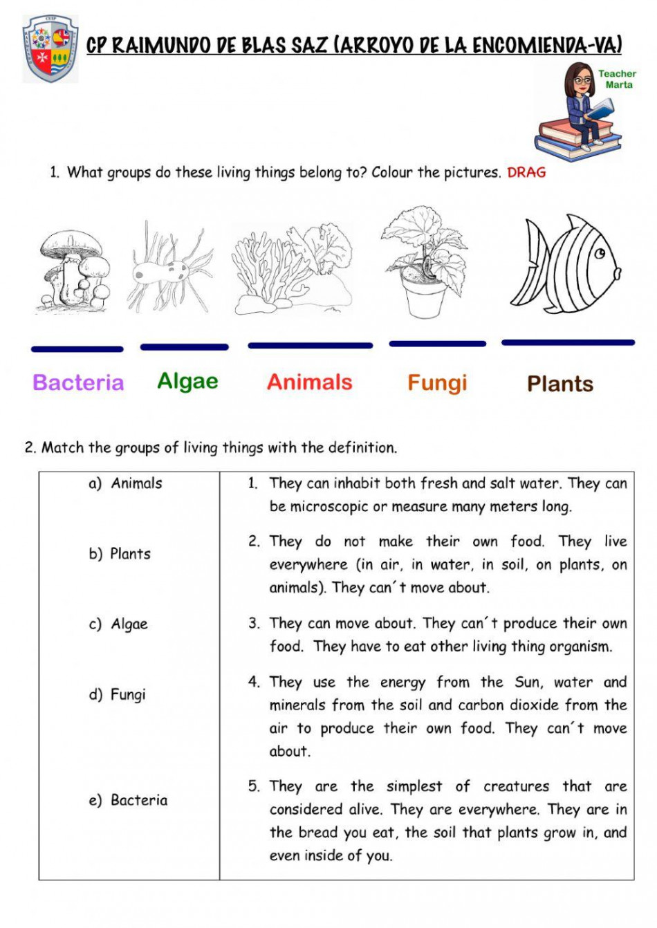 Unit  Classifying Living Things worksheet  Live Worksheets