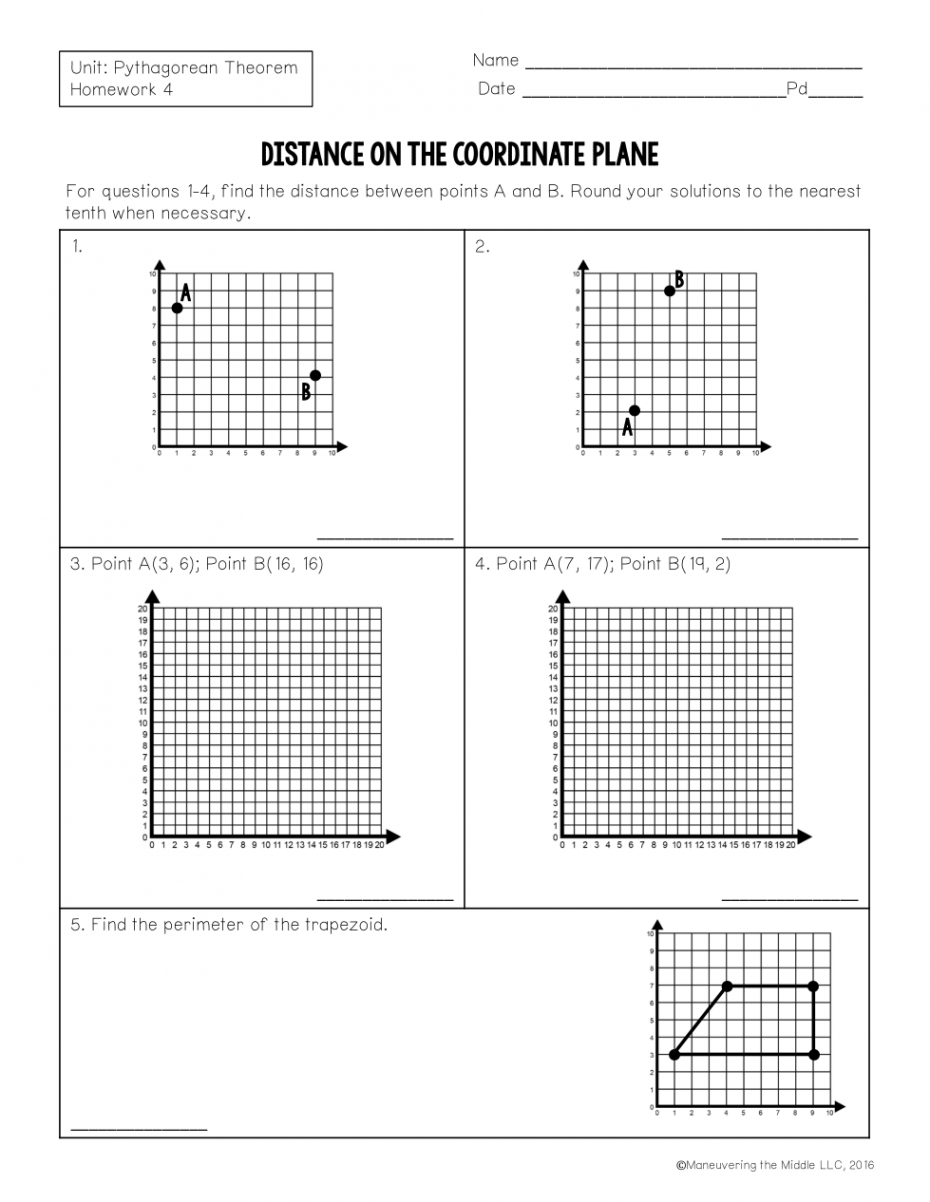 Unit  Lesson  Homework (Distance on Coordinate Plane) - Josh