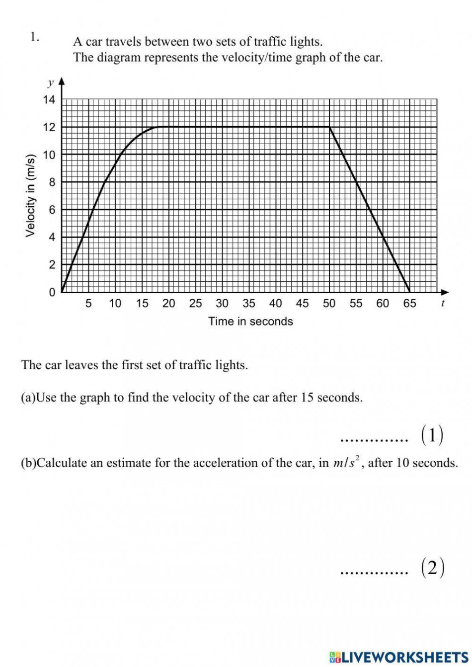 Velocity time graph worksheet  Live Worksheets