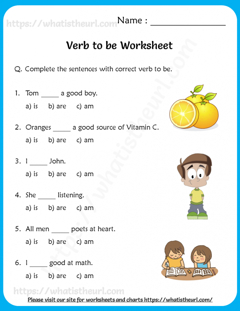 Verb to be Worksheets for Grade   Worksheets for grade