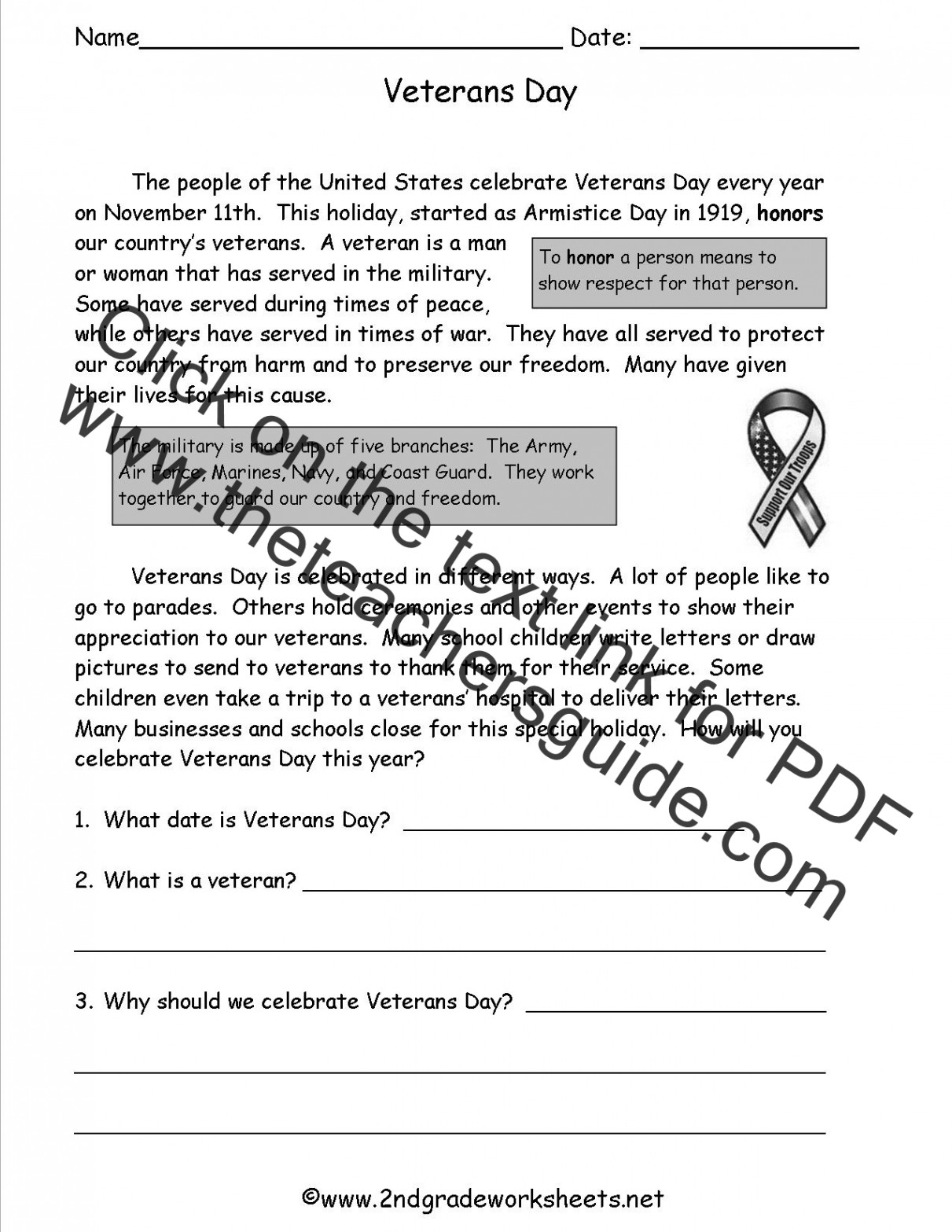 Veterans Day Worksheets