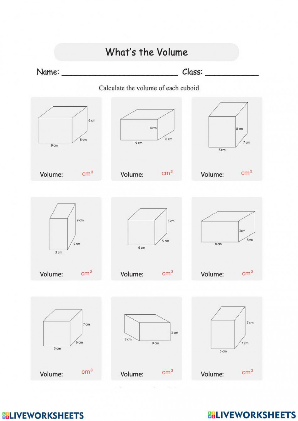 Volume of Solids worksheet  Live Worksheets