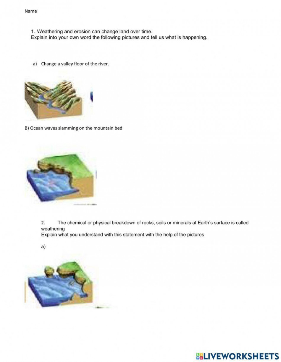 Water and erosion worksheet  Live Worksheets