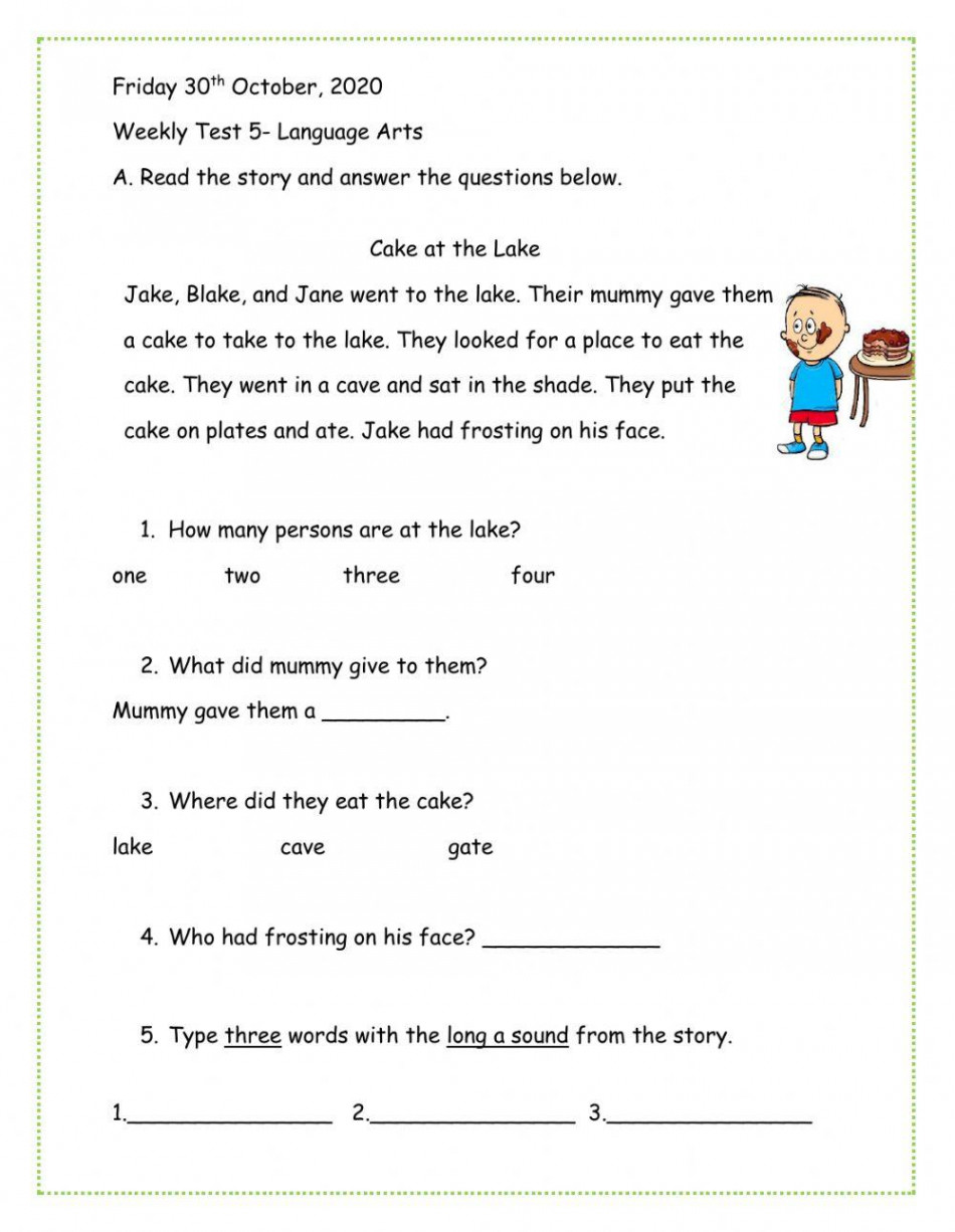 Weekly Test - Language Arts worksheet  Live Worksheets