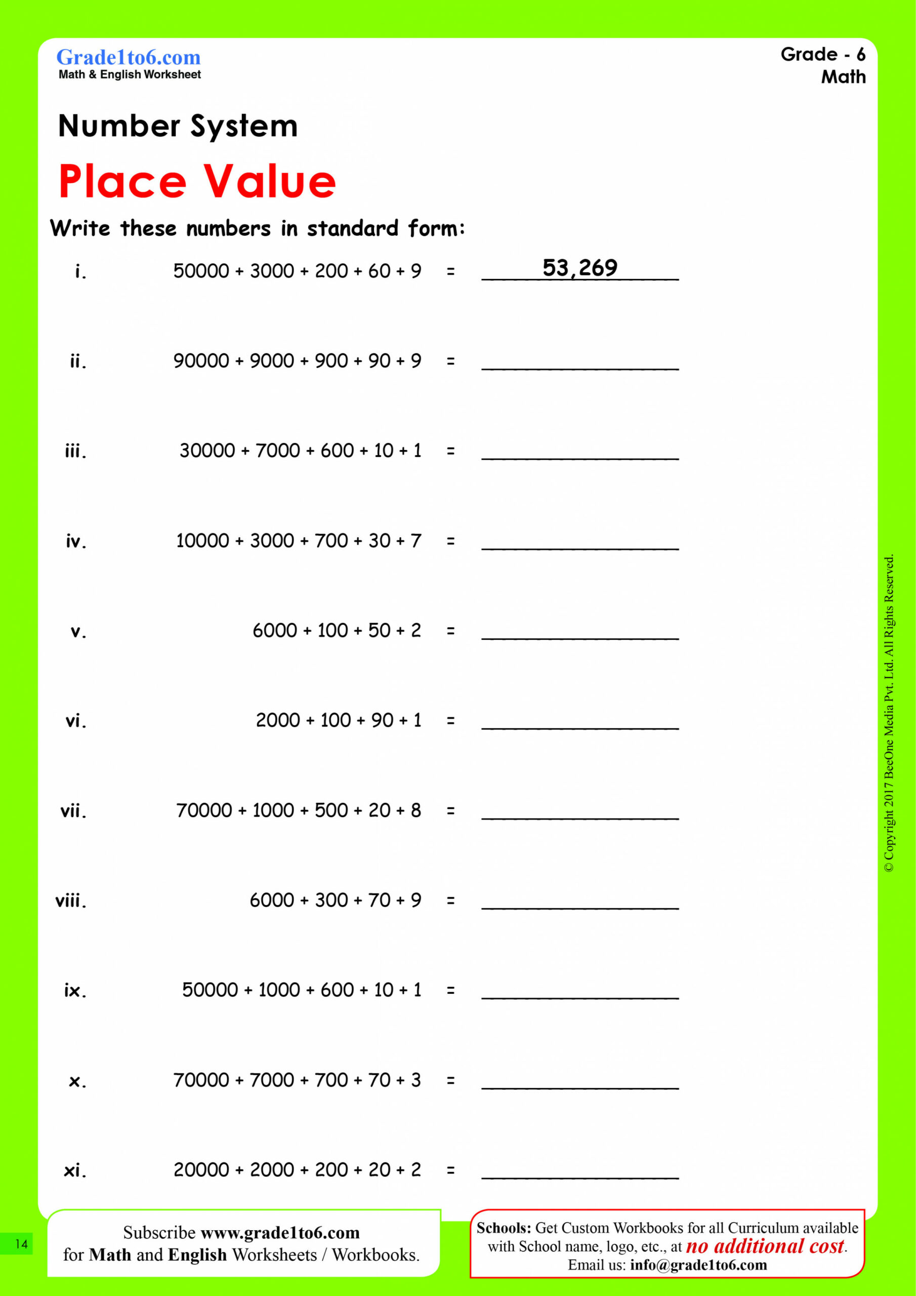 Writing in Standard Form of Numbers  Gradeto